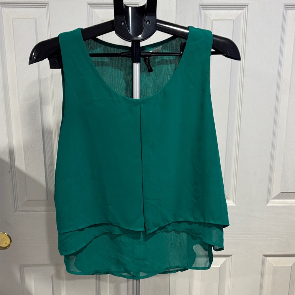 Divided Teal Sleeveless Layered Blouse
